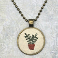 Plant Necklace -  Brass - Hand Embroidery