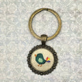 Liitle Bird - Brass - Keychain- Hand Embroidery