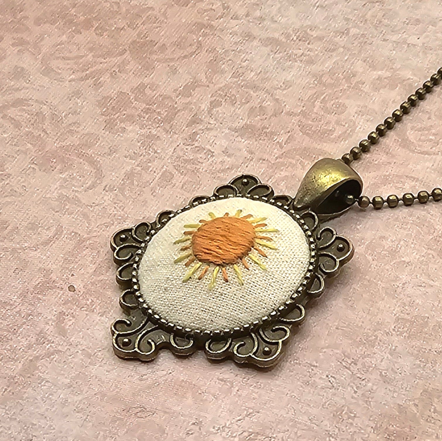 Sunshine Necklace - Brass - Hand Embroidery