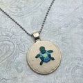 Turtle Necklace - Silver - Hand Embroidery