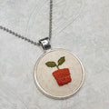 Plant Sprout Necklace -Silver- Hand Embroidery
