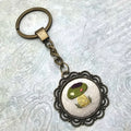 Mushroom Keychain - Brass - Hand Embroidery